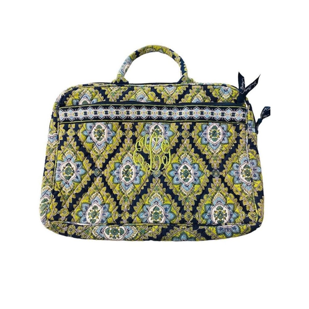 Vera Bradley Cambridge Laptop Sleeve Tote Bag Monogrammed Personalized "ELG" 11"